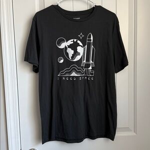 Dark Grey Graphic Tee with Space Design